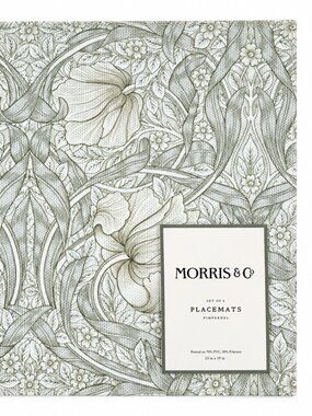 Morris & Co Pimpernel Placemats Set of 8 PVC Polyester English Garden Wipe Clean